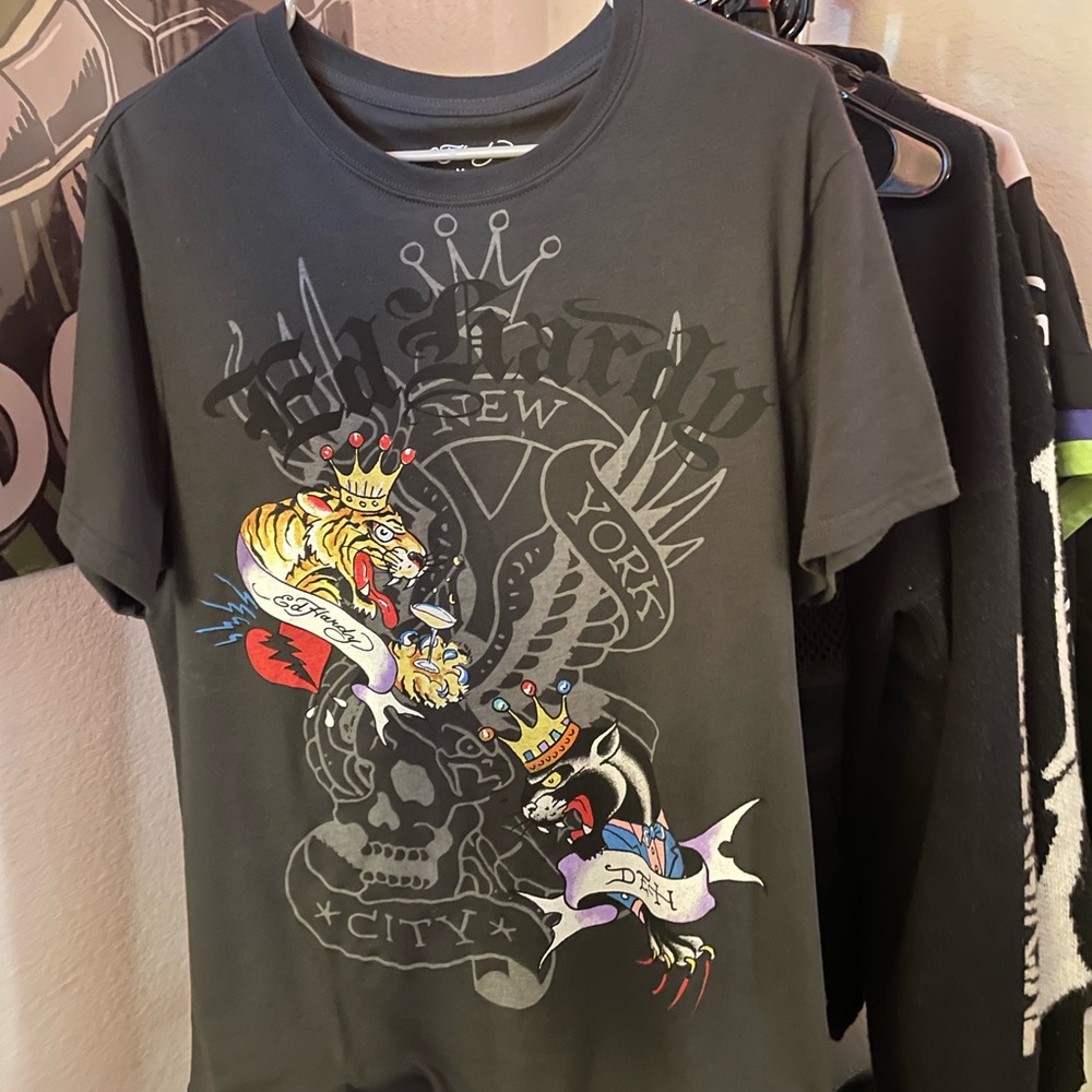 Ed Hardy Black T-Shirt with Signature Logo